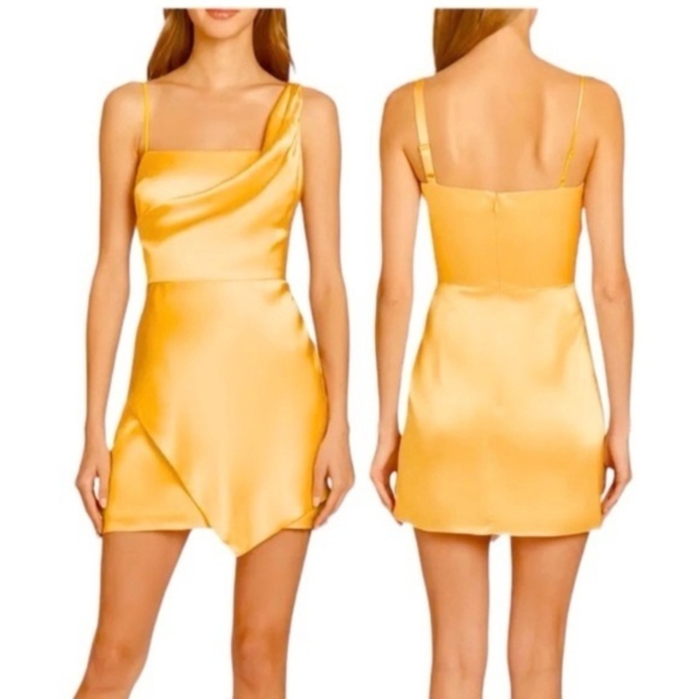 Amanda Uprichard Ravello Layered Silk Muni Slip Dress in Citron